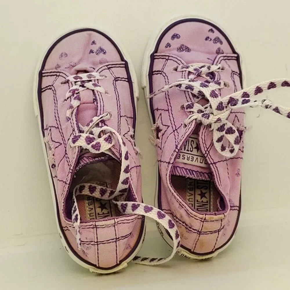 Converse One Star Toddler Girls Purple Bedazzled Sneakers - Size 8T